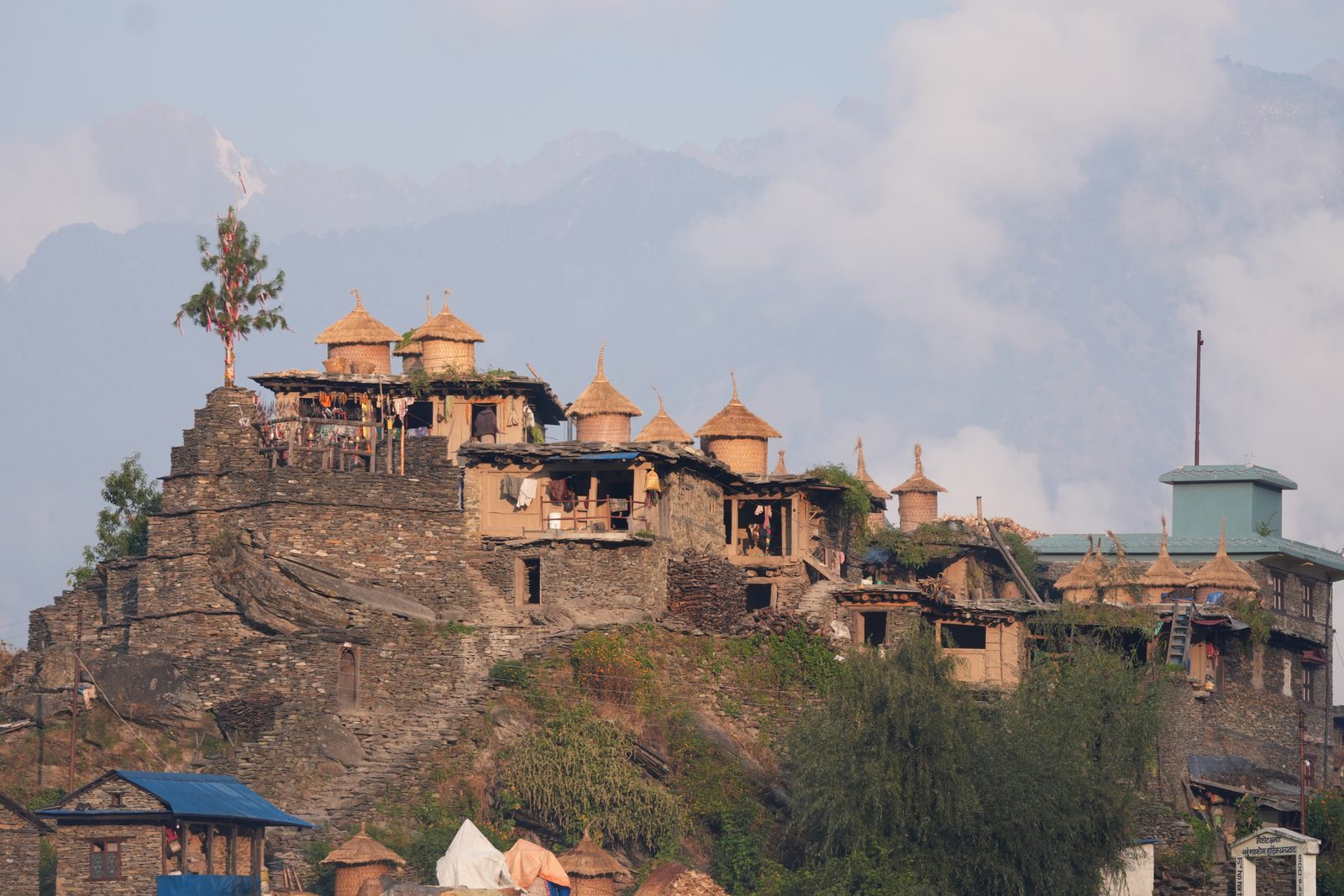 Aerial view of hilltop heritage